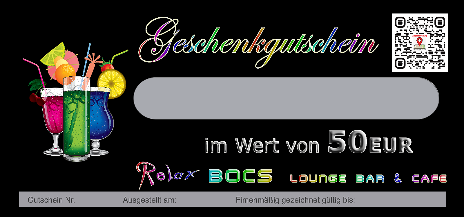 CocktailGutschein-50EUR Bestellungen sind Vorort oder in unserem "Online Bestellsystem" möglich.